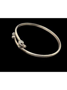 Vintage Sterling Silver Two Rams Aries Zodiac Bangle Bracelet Greece Signed